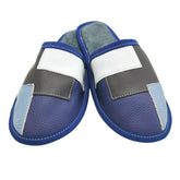 Kožené domácí pantofle Puzzle - modré