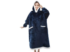 Deka s kapucí Premium XXL s rukávy - modrá