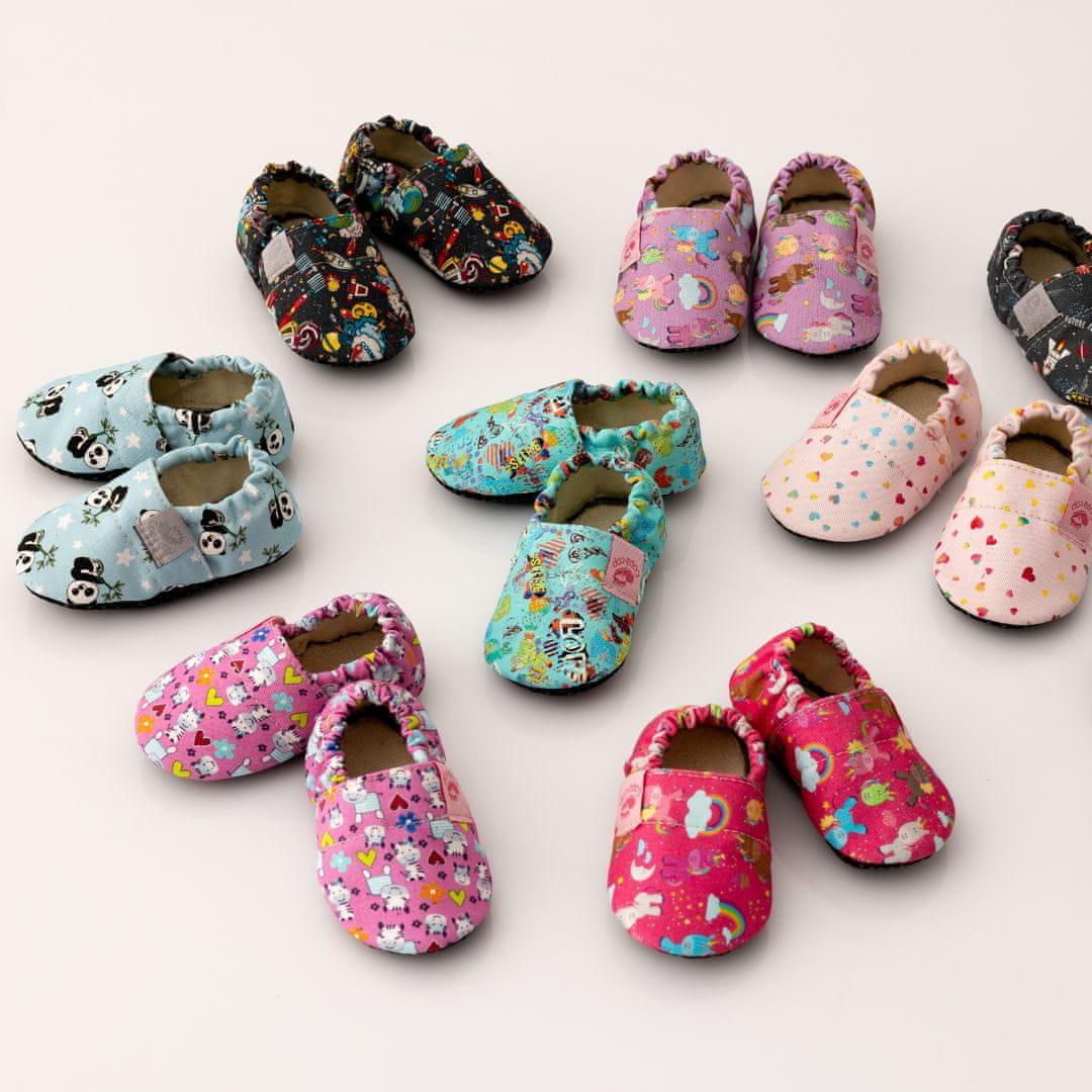 Copa Cop Dětské Textilní capáčky Barefoot - Cyclamen Unicorn