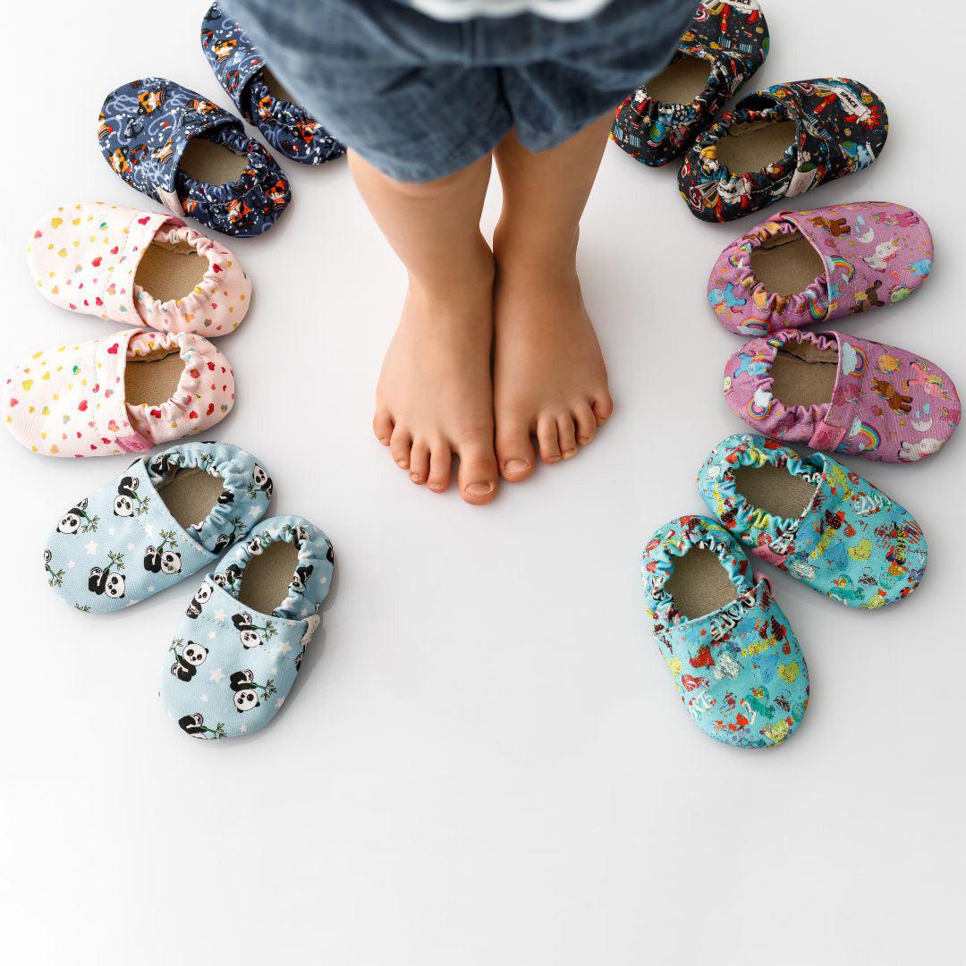 Copa cop Dětské textilní capáčky Barefoot - Hearts